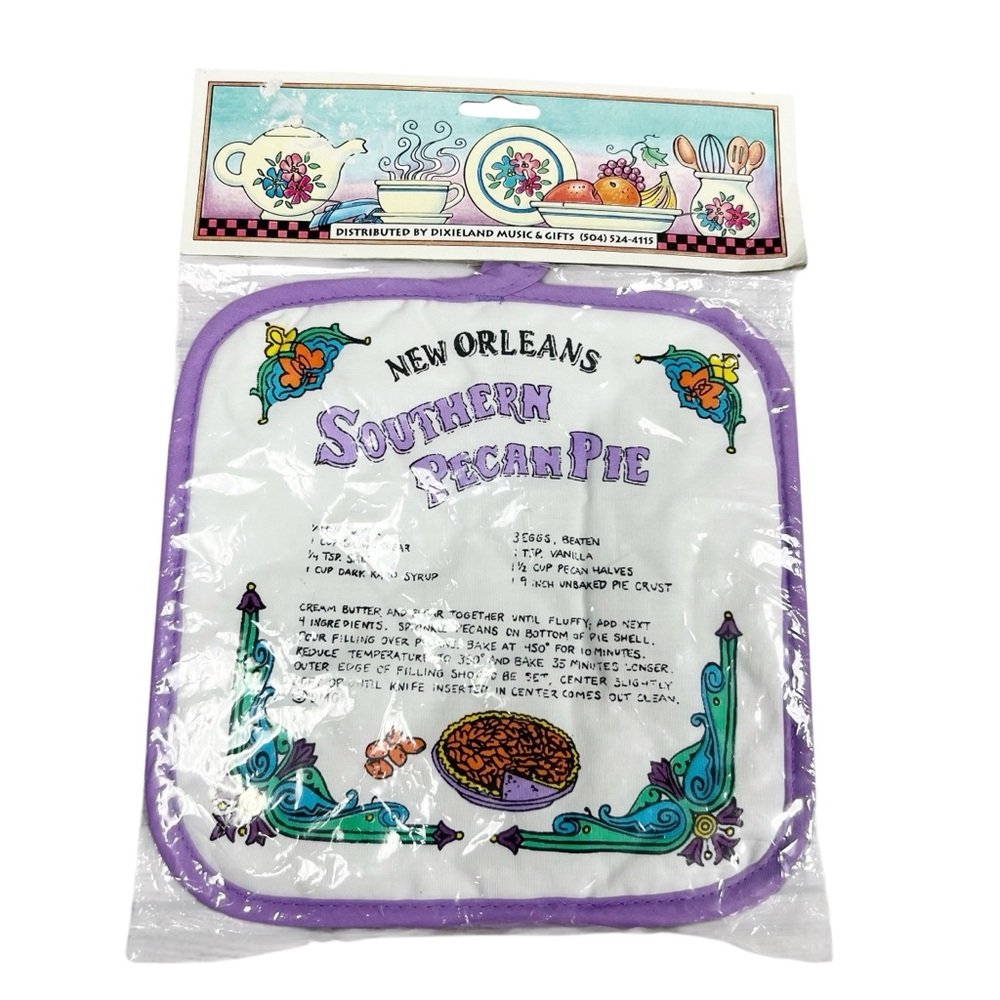 Vintage New Orleans Southern Pecan Pie Potholder Dixieland Music & Gift NEW